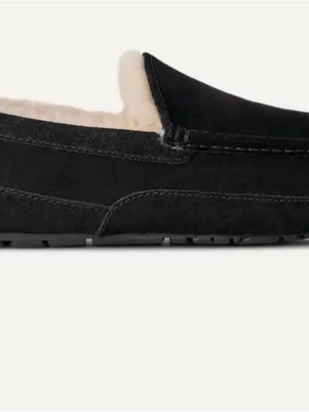UGG Black Suede Shearling-Lined Slip-On Loafers